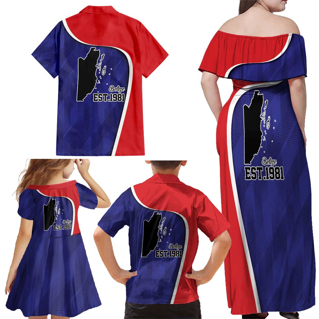 Belize Independence Day Family Matching Off Shoulder Maxi Dress and Hawaiian Shirt Since 1981 September 21 - Wonder Print Shop