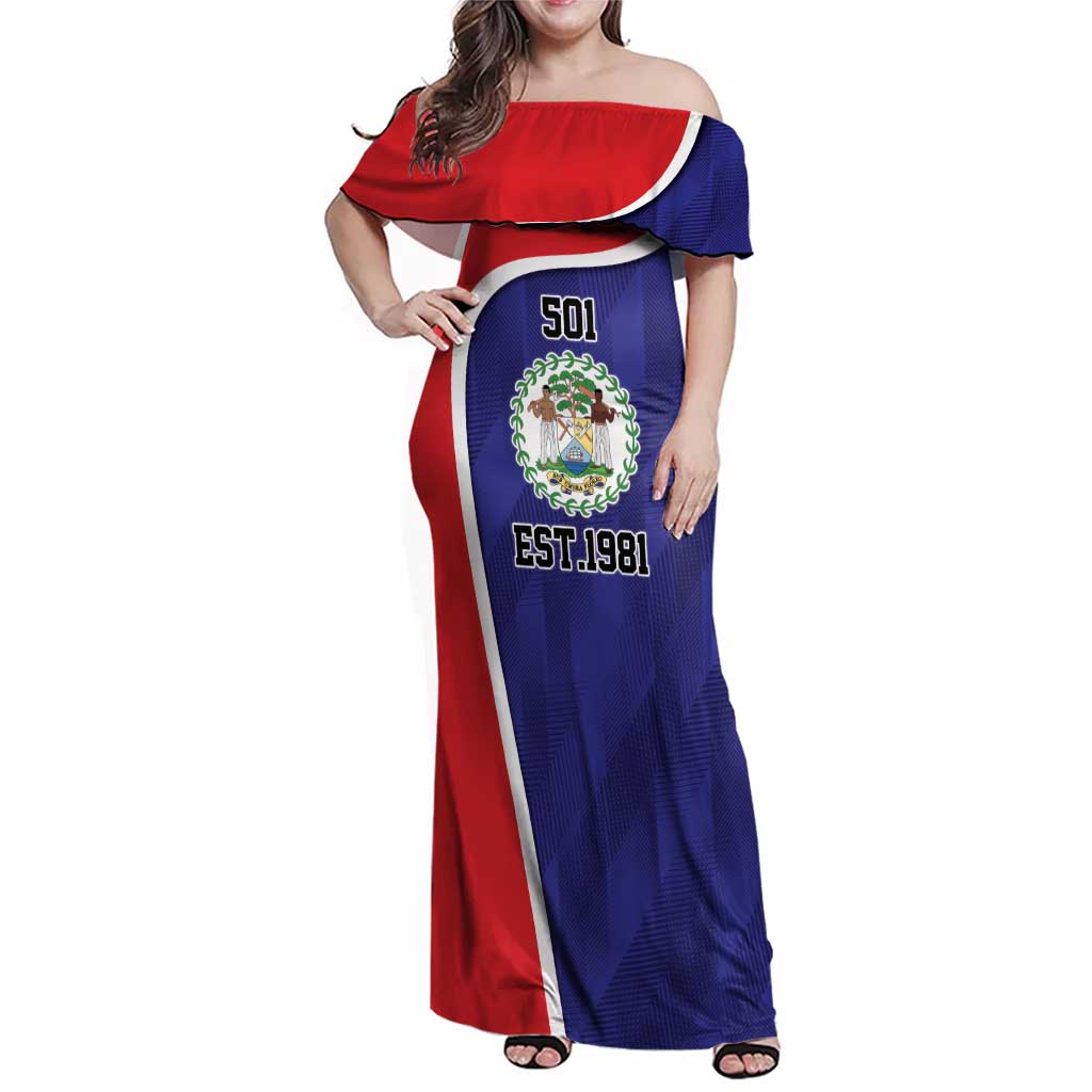 Belize Independence Day Family Matching Off Shoulder Maxi Dress and Hawaiian Shirt Since 1981 September 21 - Wonder Print Shop