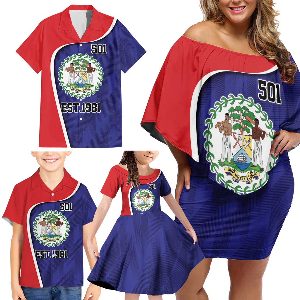 Belize Independence Day Family Matching Off Shoulder Short Dress and Hawaiian Shirt Since 1981 September 21 - Wonder Print Shop