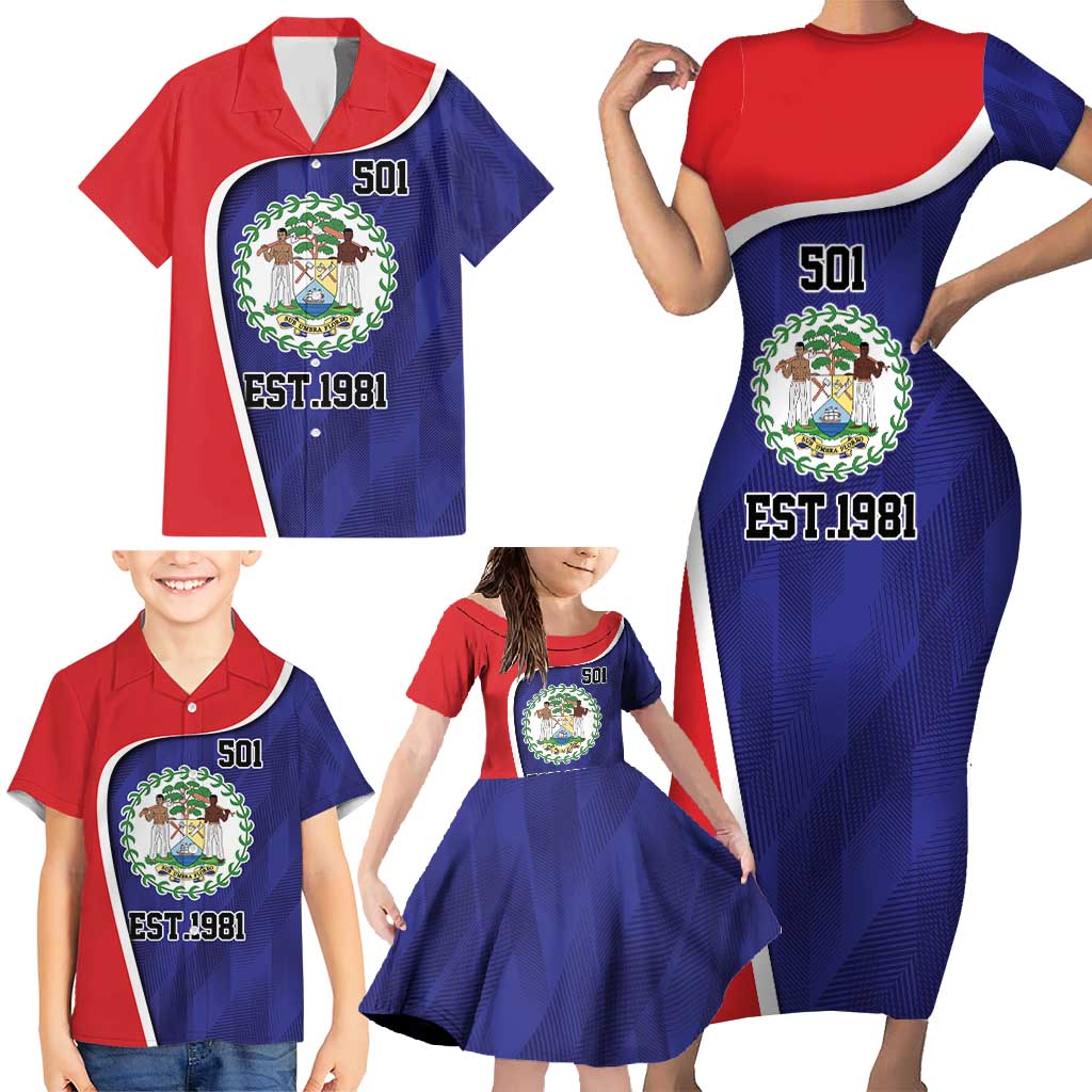 Belize Independence Day Family Matching Short Sleeve Bodycon Dress and Hawaiian Shirt Since 1981 September 21 - Wonder Print Shop