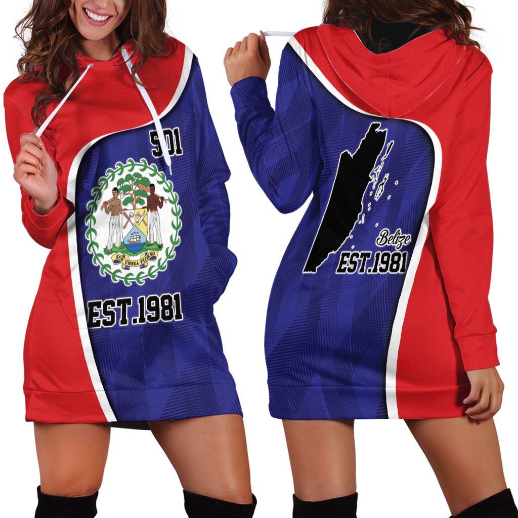 Belize Independence Day Hoodie Dress Since 1981 September 21 - Wonder Print Shop