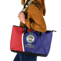 Belize Independence Day Leather Tote Bag Since 1981 September 21 - Wonder Print Shop