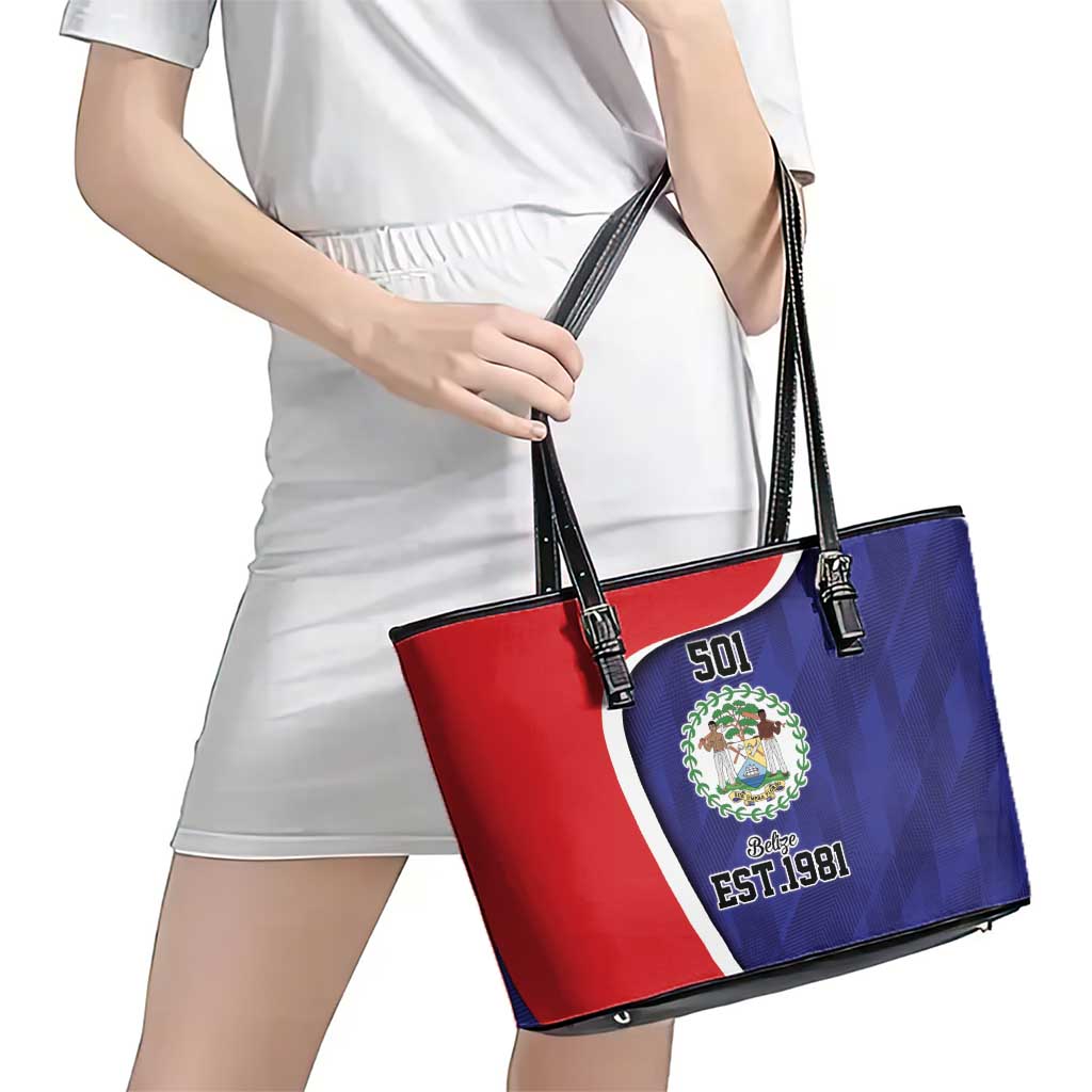 Belize Independence Day Leather Tote Bag Since 1981 September 21 - Wonder Print Shop