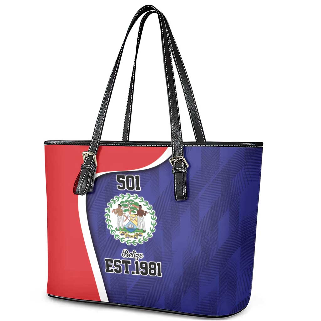 Belize Independence Day Leather Tote Bag Since 1981 September 21 - Wonder Print Shop