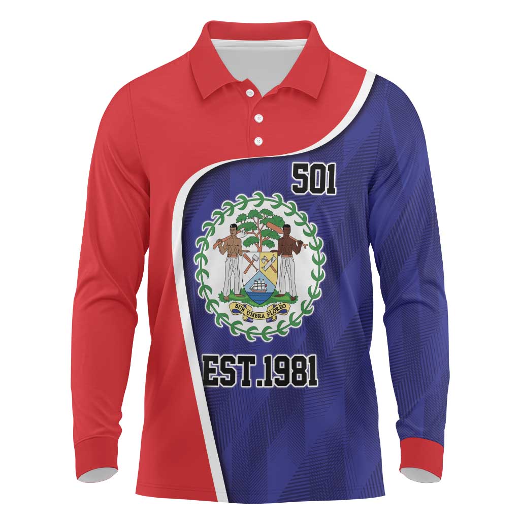 Belize Independence Day Long Sleeve Polo Shirt Since 1981 September 21 - Wonder Print Shop
