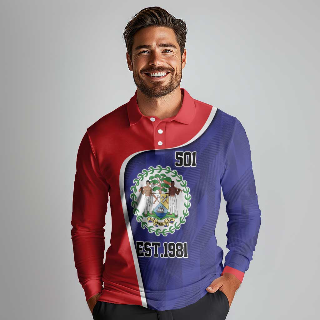Belize Independence Day Long Sleeve Polo Shirt Since 1981 September 21 - Wonder Print Shop