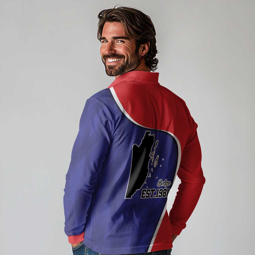 Belize Independence Day Long Sleeve Polo Shirt Since 1981 September 21 - Wonder Print Shop