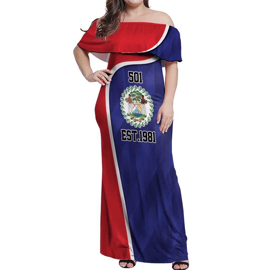 Belize Independence Day Off Shoulder Maxi Dress Since 1981 September 21 - Wonder Print Shop