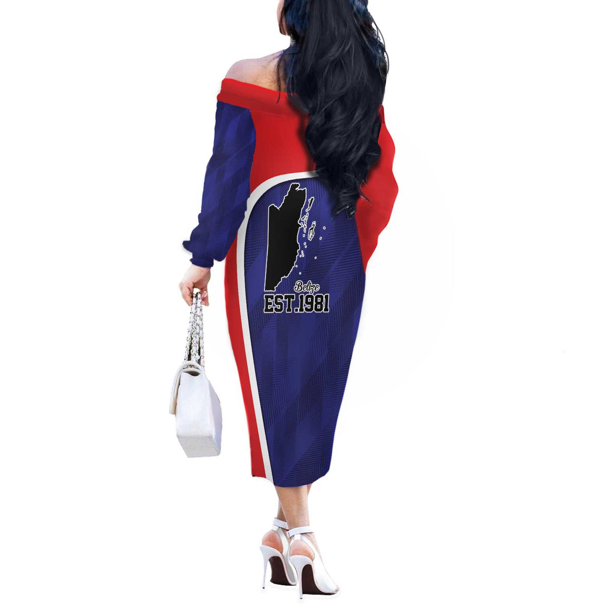 Belize Independence Day Off The Shoulder Long Sleeve Dress Since 1981 September 21 - Wonder Print Shop