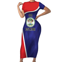 Belize Independence Day Short Sleeve Bodycon Dress Since 1981 September 21 - Wonder Print Shop