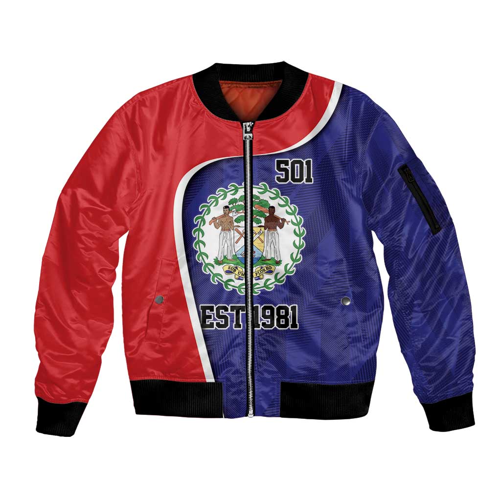 Belize Independence Day Sleeve Zip Bomber Jacket Since 1981 September 21 - Wonder Print Shop