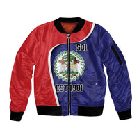 Belize Independence Day Sleeve Zip Bomber Jacket Since 1981 September 21 - Wonder Print Shop