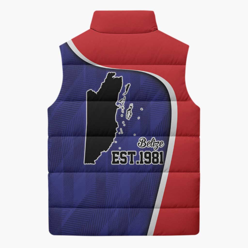Belize Independence Day Sleeveless Puffer Jacket Since 1981 September 21 - Wonder Print Shop