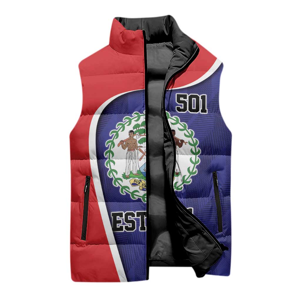 Belize Independence Day Sleeveless Puffer Jacket Since 1981 September 21 - Wonder Print Shop