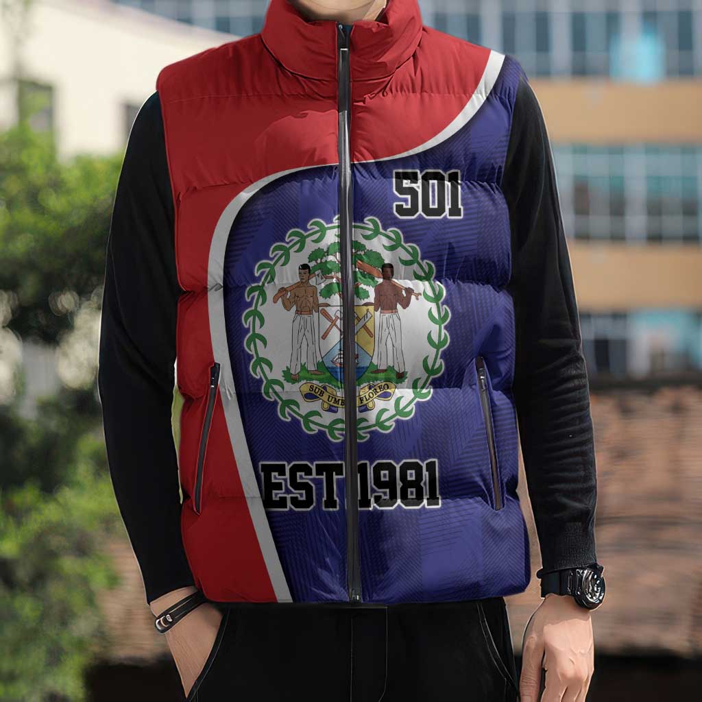 Belize Independence Day Sleeveless Puffer Jacket Since 1981 September 21 - Wonder Print Shop