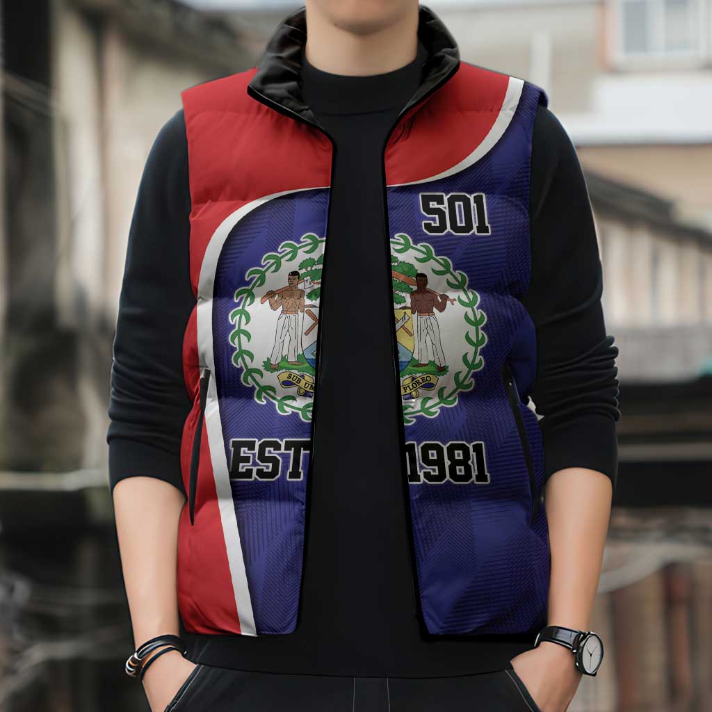Belize Independence Day Sleeveless Puffer Jacket Since 1981 September 21 - Wonder Print Shop
