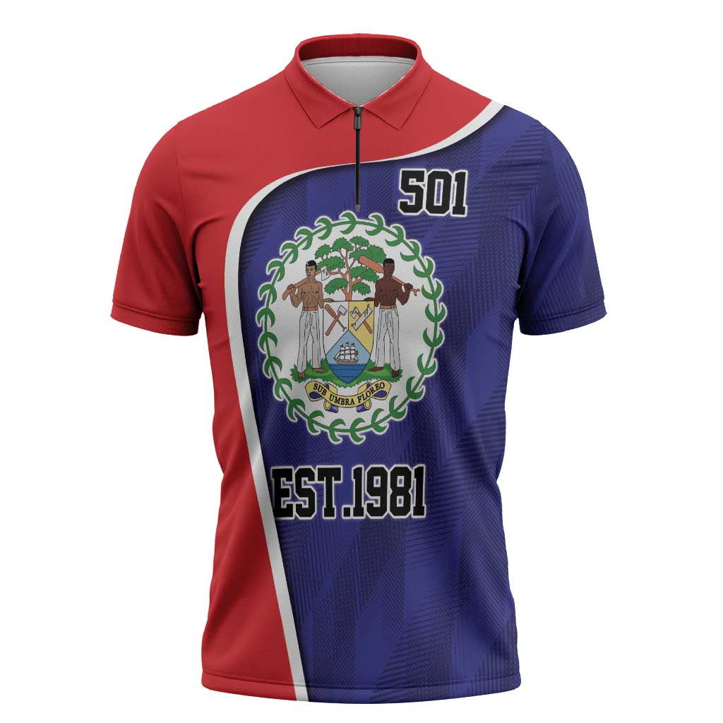 Belize Independence Day Zipper Polo Shirt Since 1981 September 21 - Wonder Print Shop