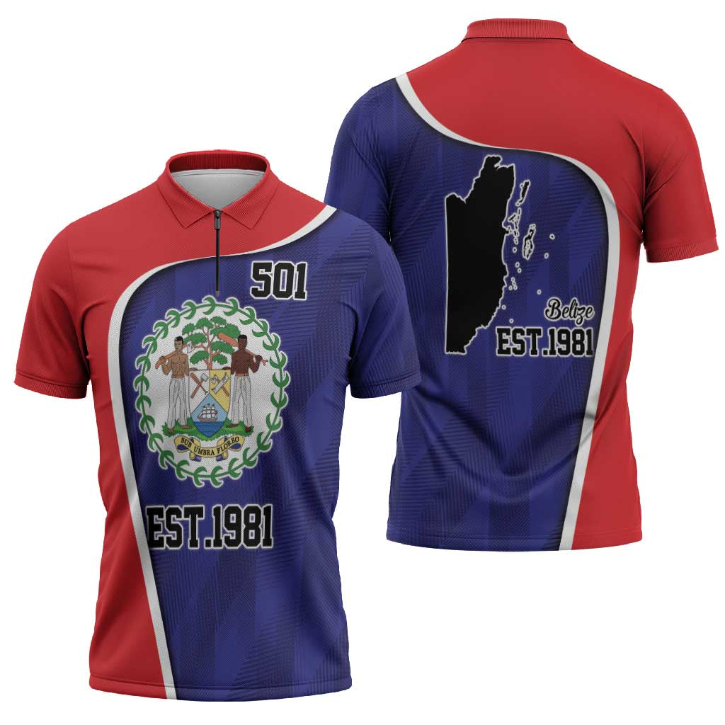 Belize Independence Day Zipper Polo Shirt Since 1981 September 21 - Wonder Print Shop