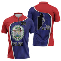 Belize Independence Day Zipper Polo Shirt Since 1981 September 21 - Wonder Print Shop