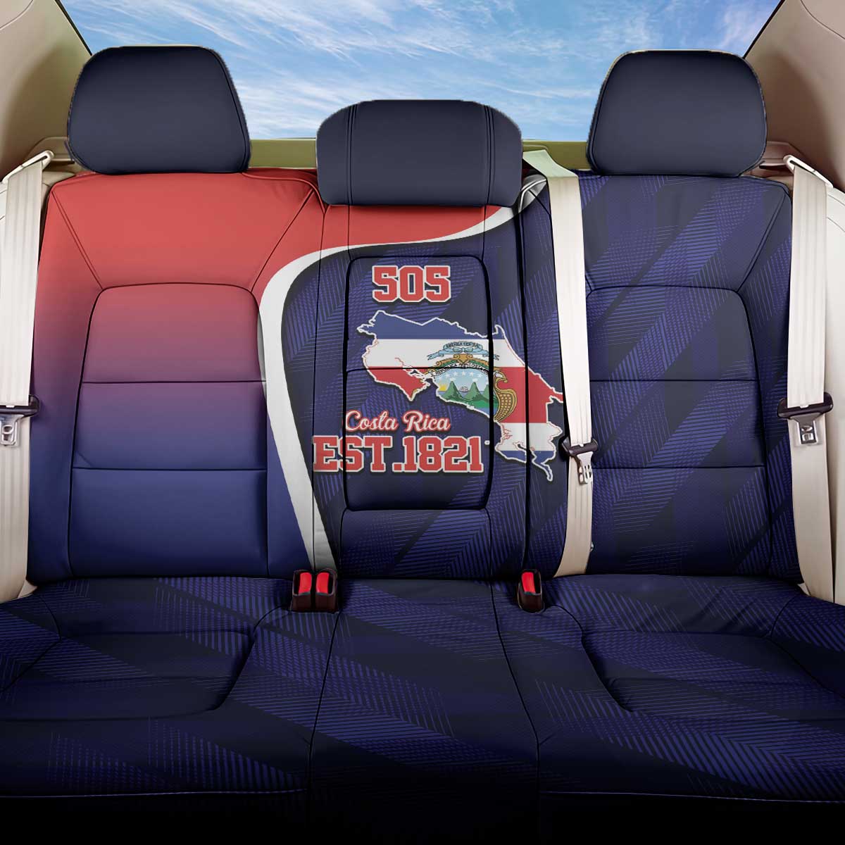 Costa Rica Independence Day Back Car Seat Cover Since 1821 September 15 - Wonder Print Shop