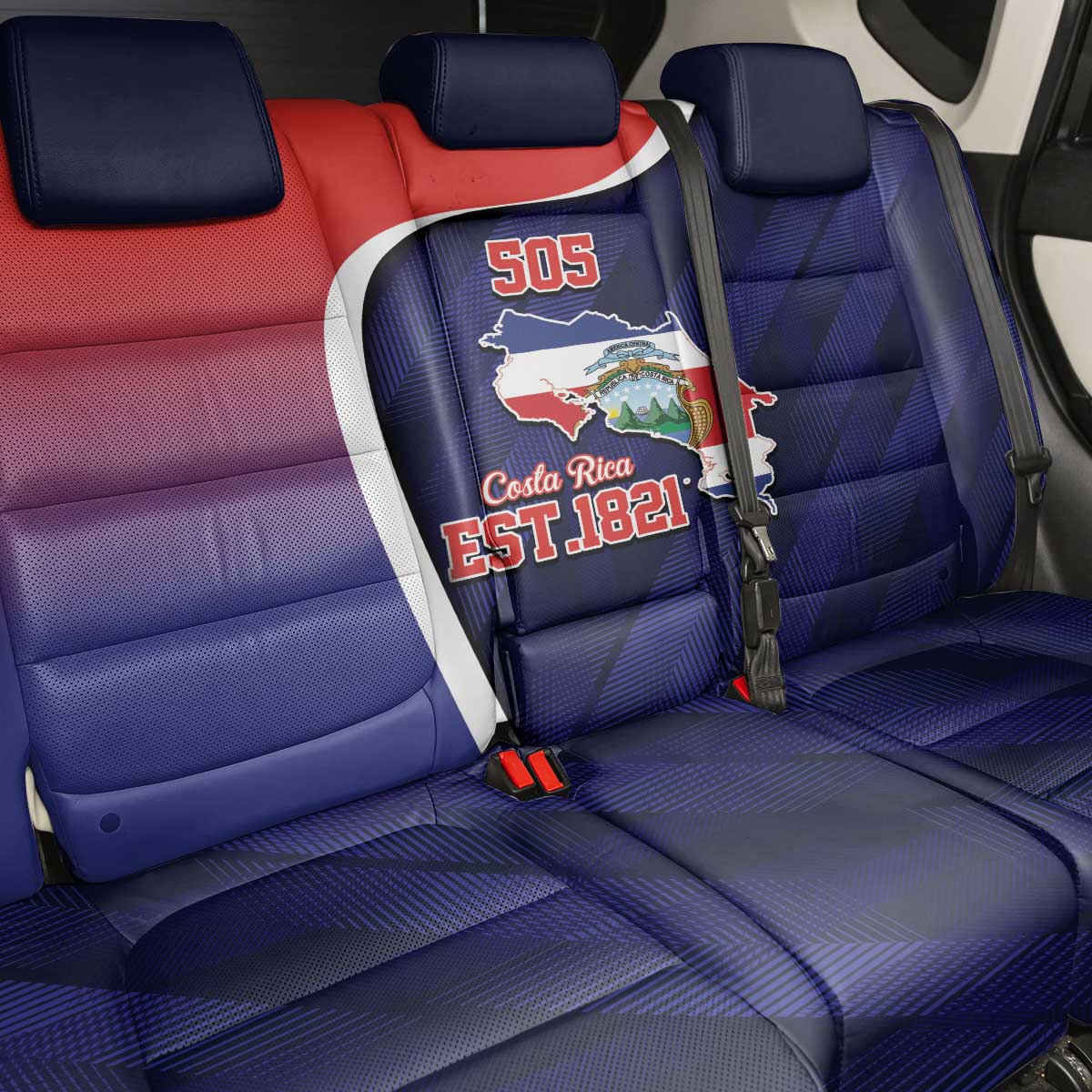Costa Rica Independence Day Back Car Seat Cover Since 1821 September 15 - Wonder Print Shop