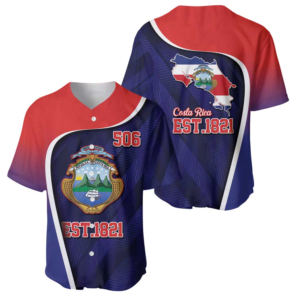 Costa Rica Independence Day Baseball Jersey Since 1821 September 15 - Wonder Print Shop
