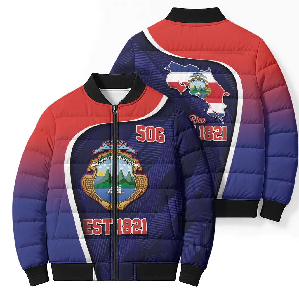 Costa Rica Independence Day Bomber Puffer Jacket Since 1821 September 15 - Wonder Print Shop
