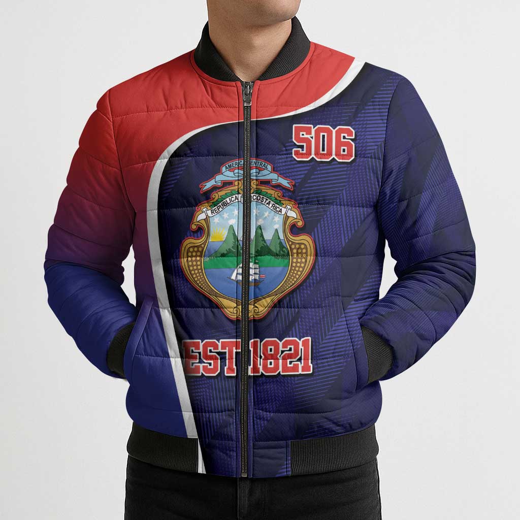 Costa Rica Independence Day Bomber Puffer Jacket Since 1821 September 15 - Wonder Print Shop