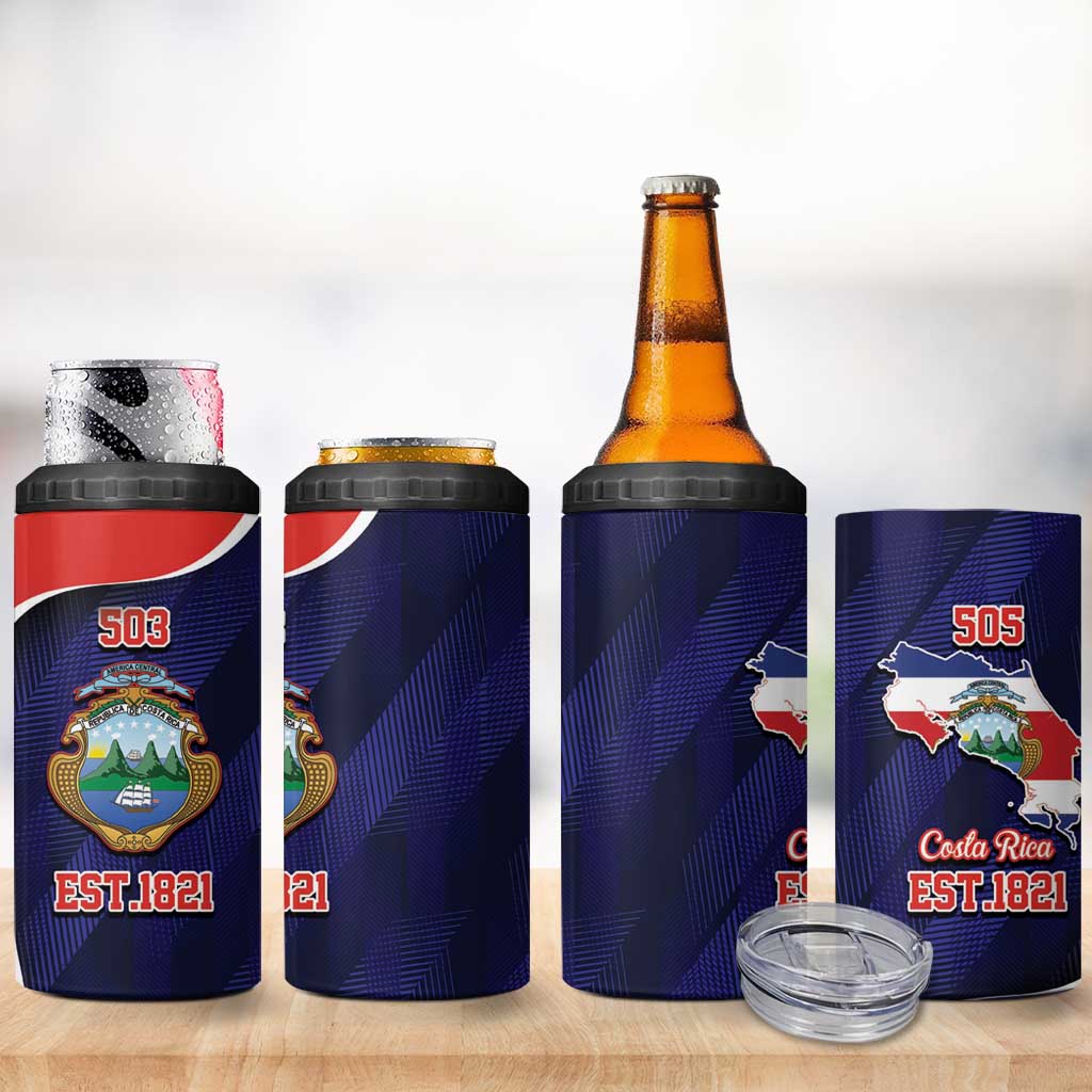 Costa Rica Independence Day 4 in 1 Can Cooler Tumbler Since 1821 September 15 - Wonder Print Shop