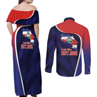 Costa Rica Independence Day Couples Matching Off Shoulder Maxi Dress and Long Sleeve Button Shirt Since 1821 September 15 - Wonder Print Shop