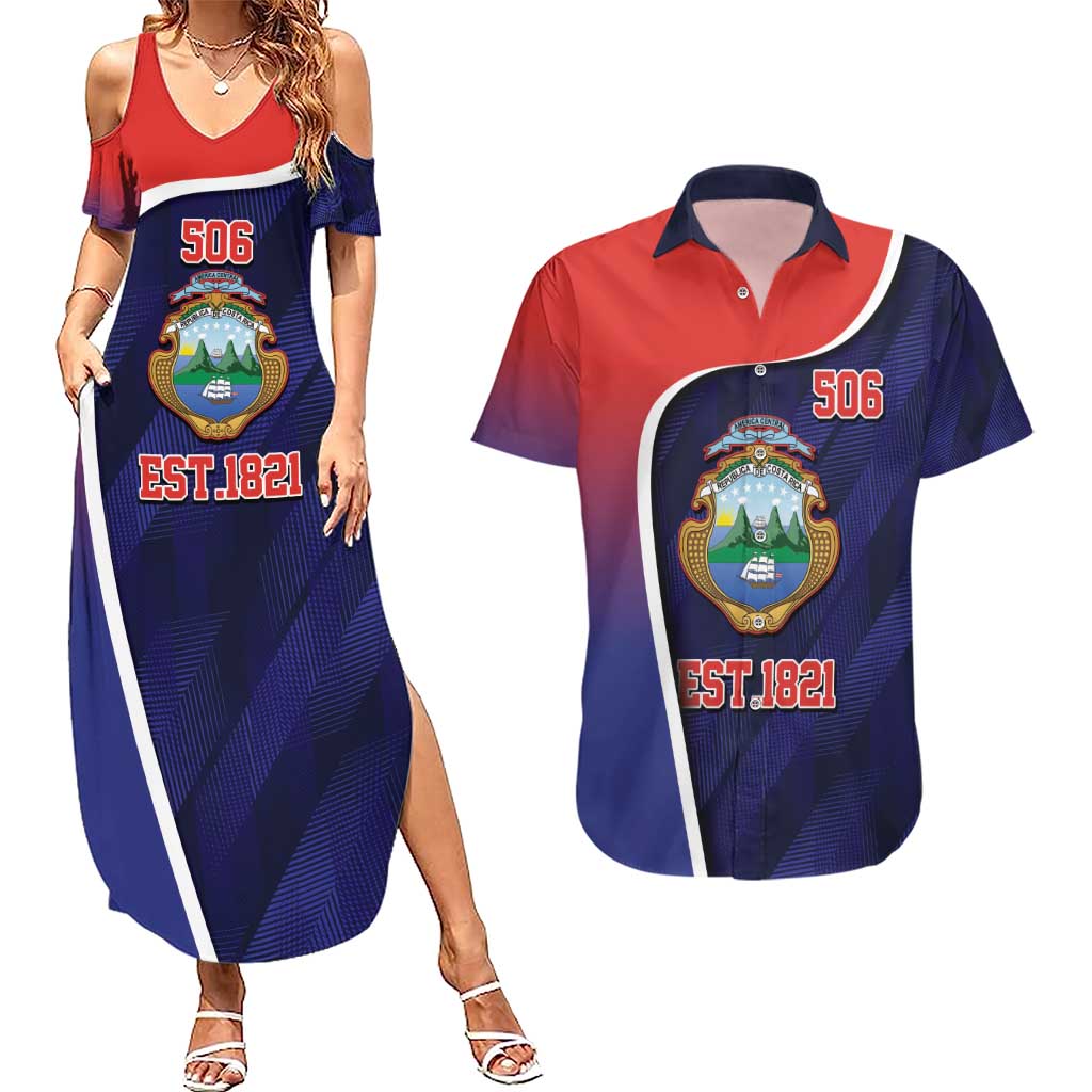 Costa Rica Independence Day Couples Matching Summer Maxi Dress and Hawaiian Shirt Since 1821 September 15 - Wonder Print Shop