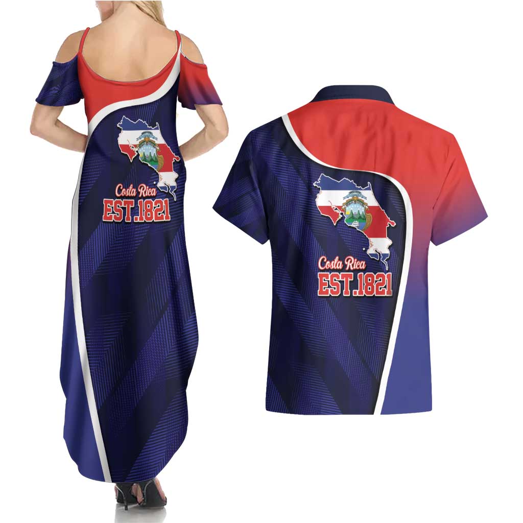Costa Rica Independence Day Couples Matching Summer Maxi Dress and Hawaiian Shirt Since 1821 September 15 - Wonder Print Shop
