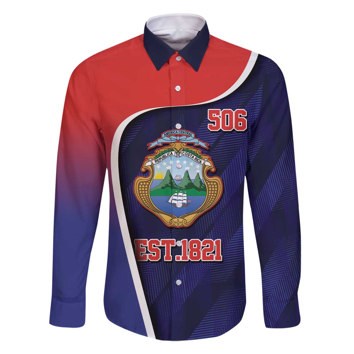 Costa Rica Independence Day Family Matching Off The Shoulder Long Sleeve Dress and Hawaiian Shirt Since 1821 September 15 - Wonder Print Shop