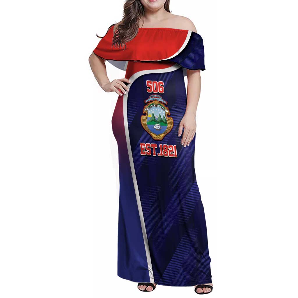 Costa Rica Independence Day Family Matching Off Shoulder Maxi Dress and Hawaiian Shirt Since 1821 September 15 - Wonder Print Shop