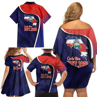 Costa Rica Independence Day Family Matching Off Shoulder Short Dress and Hawaiian Shirt Since 1821 September 15 - Wonder Print Shop