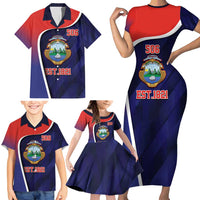 Costa Rica Independence Day Family Matching Short Sleeve Bodycon Dress and Hawaiian Shirt Since 1821 September 15 - Wonder Print Shop