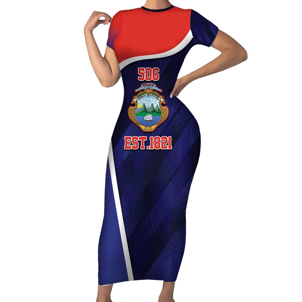 Costa Rica Independence Day Family Matching Short Sleeve Bodycon Dress and Hawaiian Shirt Since 1821 September 15 - Wonder Print Shop