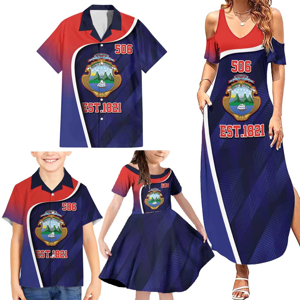 Costa Rica Independence Day Family Matching Summer Maxi Dress and Hawaiian Shirt Since 1821 September 15 - Wonder Print Shop
