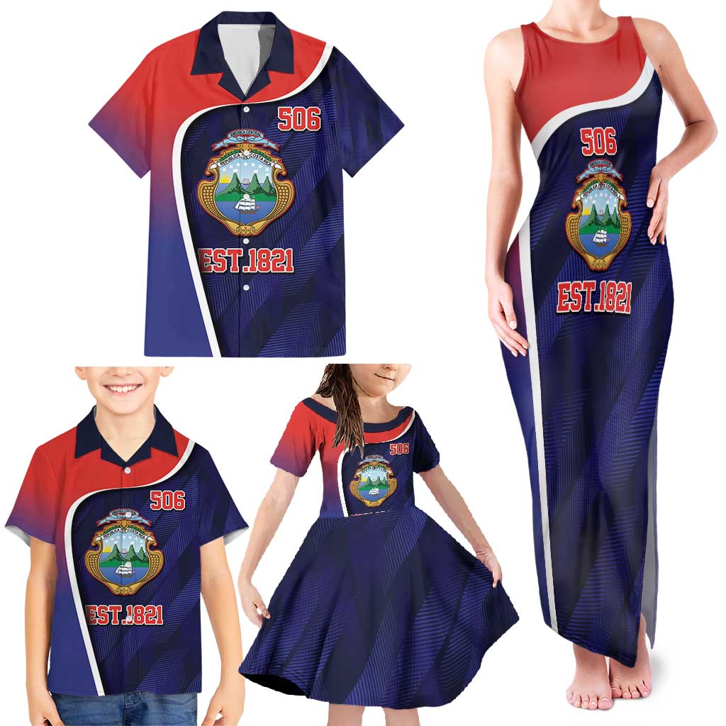 Costa Rica Independence Day Family Matching Tank Maxi Dress and Hawaiian Shirt Since 1821 September 15 - Wonder Print Shop