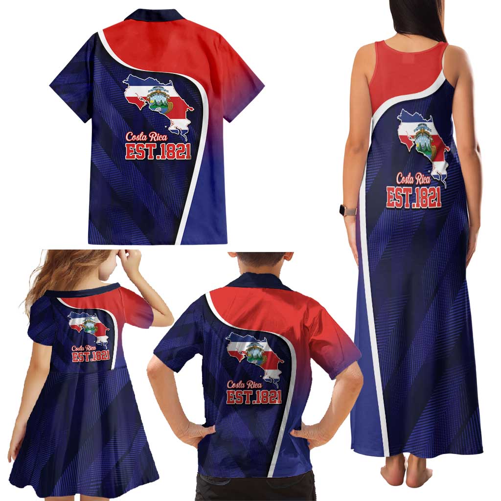 Costa Rica Independence Day Family Matching Tank Maxi Dress and Hawaiian Shirt Since 1821 September 15 - Wonder Print Shop