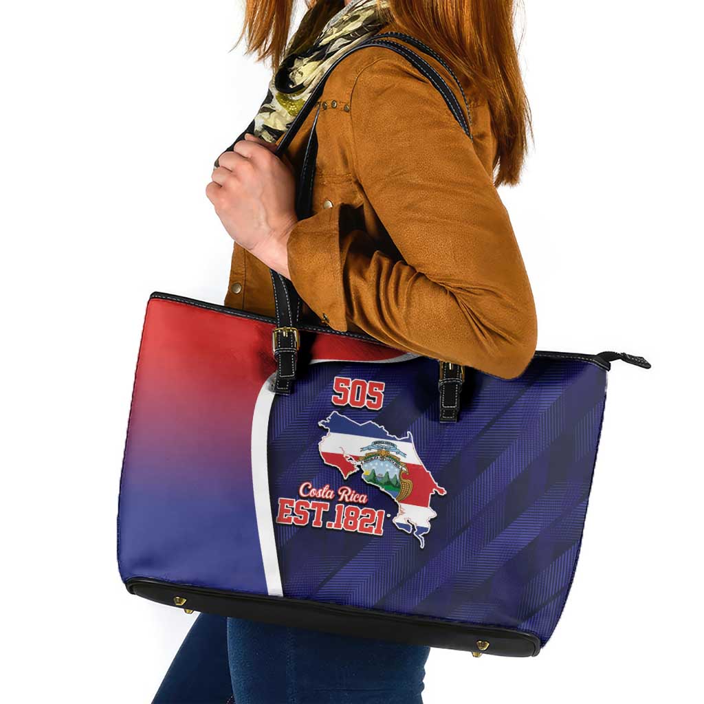 Costa Rica Independence Day Leather Tote Bag Since 1821 September 15 - Wonder Print Shop