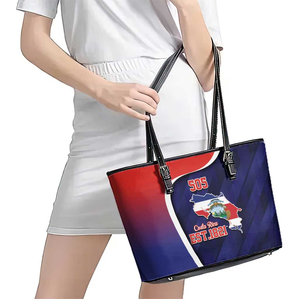Costa Rica Independence Day Leather Tote Bag Since 1821 September 15 - Wonder Print Shop
