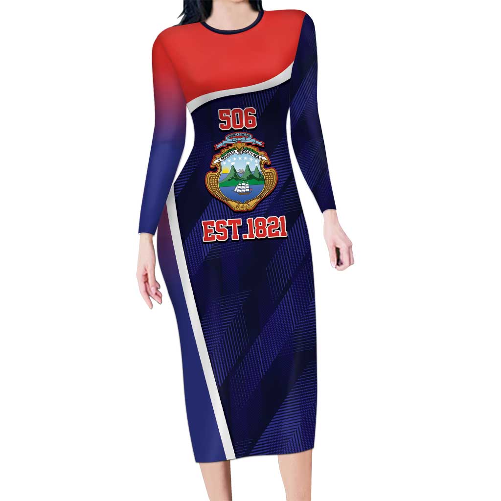 Costa Rica Independence Day Long Sleeve Bodycon Dress Since 1821 September 15 - Wonder Print Shop