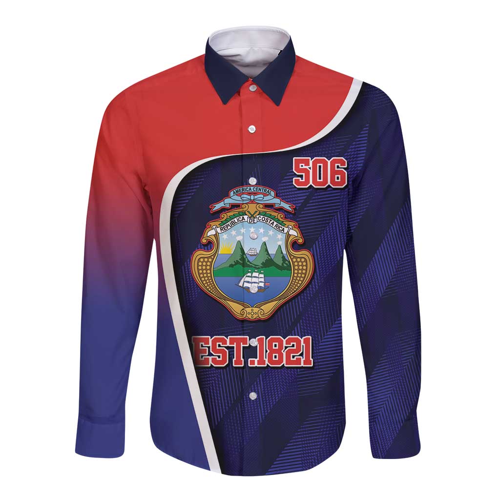 Costa Rica Independence Day Long Sleeve Button Shirt Since 1821 September 15 - Wonder Print Shop