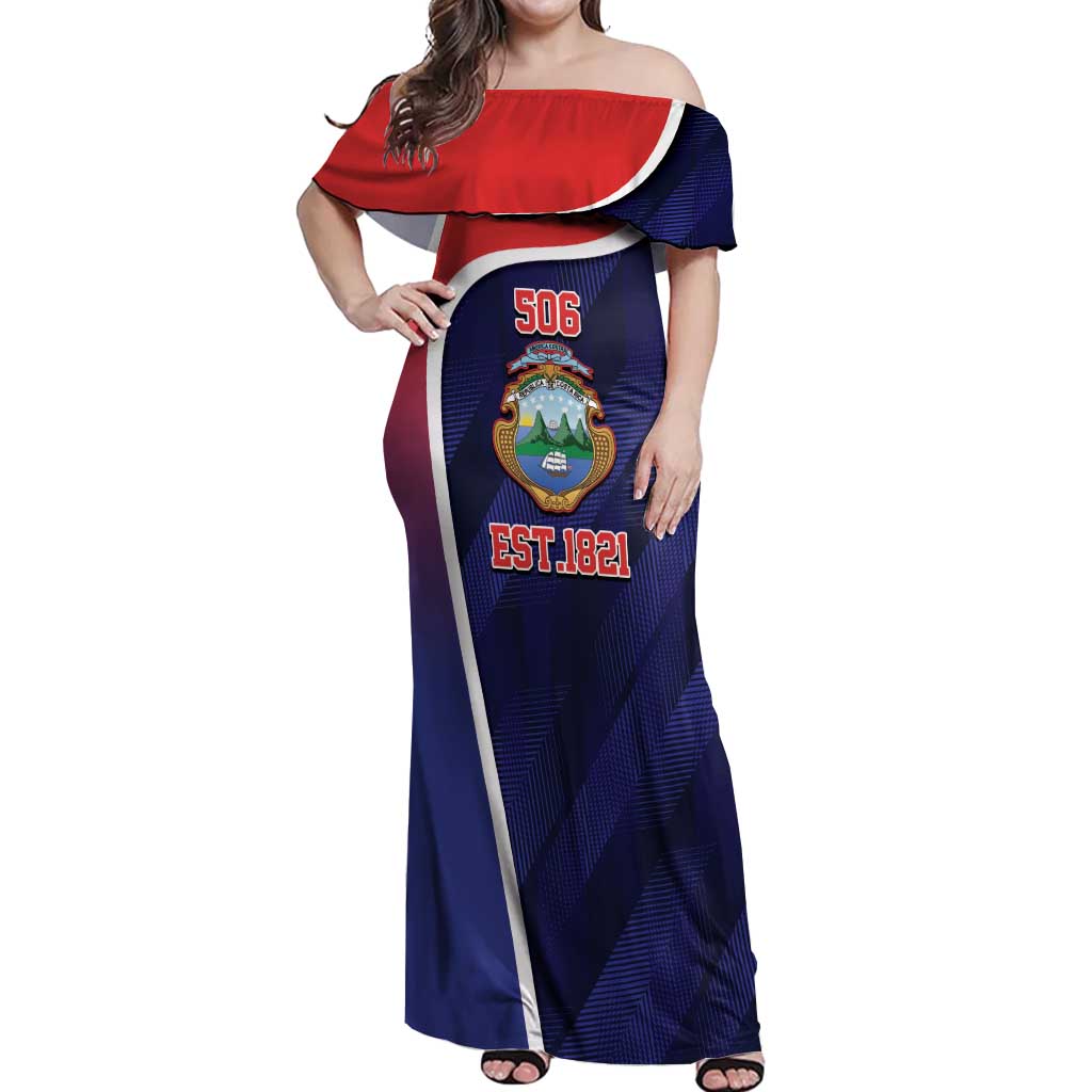 Costa Rica Independence Day Off Shoulder Maxi Dress Since 1821 September 15 - Wonder Print Shop