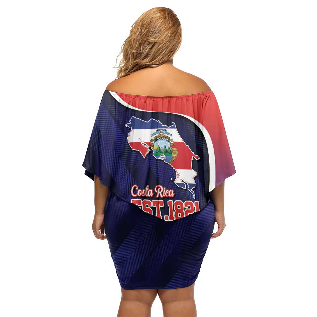 Costa Rica Independence Day Off Shoulder Short Dress Since 1821 September 15 - Wonder Print Shop