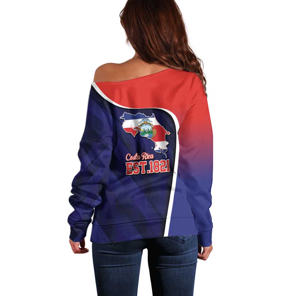 Costa Rica Independence Day Off Shoulder Sweater Since 1821 September 15 - Wonder Print Shop