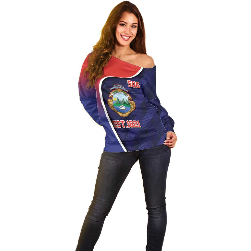 Costa Rica Independence Day Off Shoulder Sweater Since 1821 September 15 - Wonder Print Shop