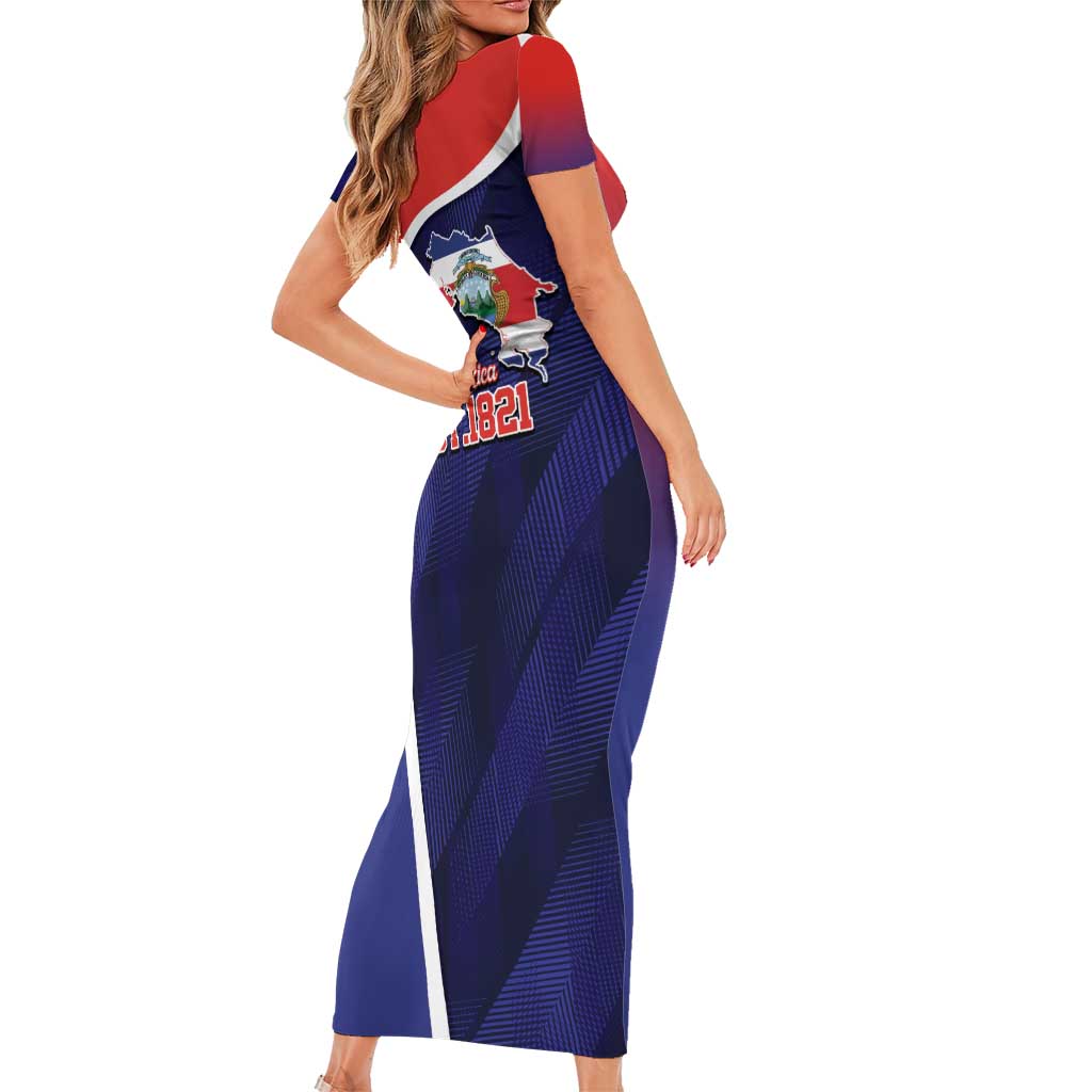 Costa Rica Independence Day Short Sleeve Bodycon Dress Since 1821 September 15 - Wonder Print Shop