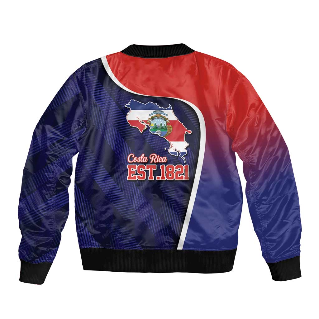 Costa Rica Independence Day Sleeve Zip Bomber Jacket Since 1821 September 15 - Wonder Print Shop